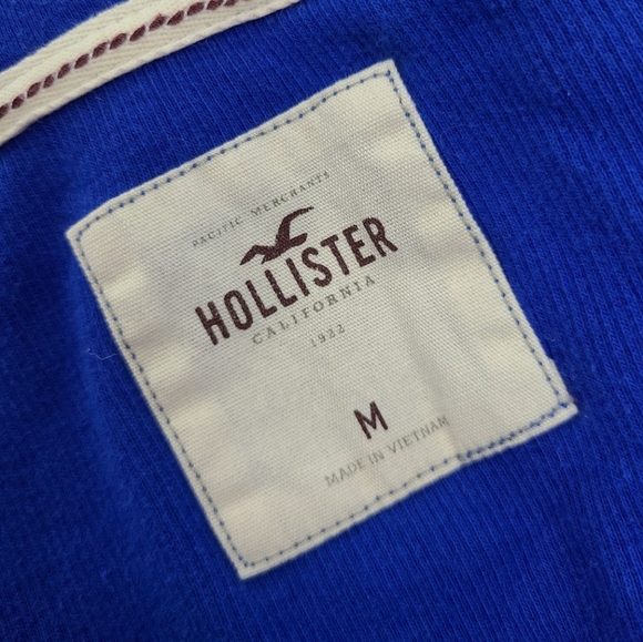 ♡ Y2K ♡ Hollister Bright Blue Henley Button Front Long Sleeve - Picture 10 of 10